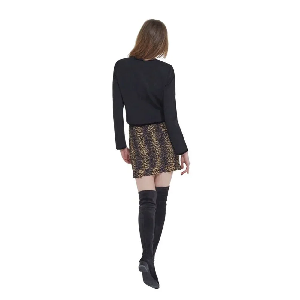 NWT The Kooples Leopard Mini Skirt Stylish with Stretchy‎ Smocking Sz 8